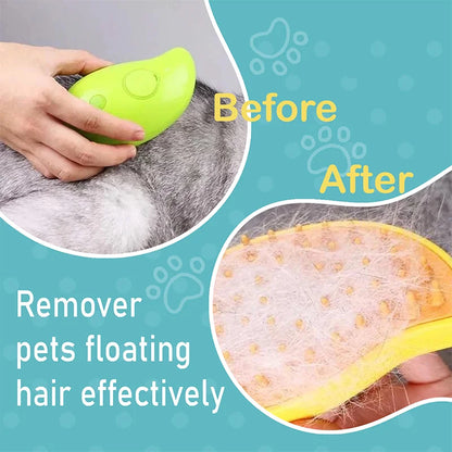 PurrfectSteam™ 3-in-1 Pet Grooming Brush: Steam, Massage & Detangle