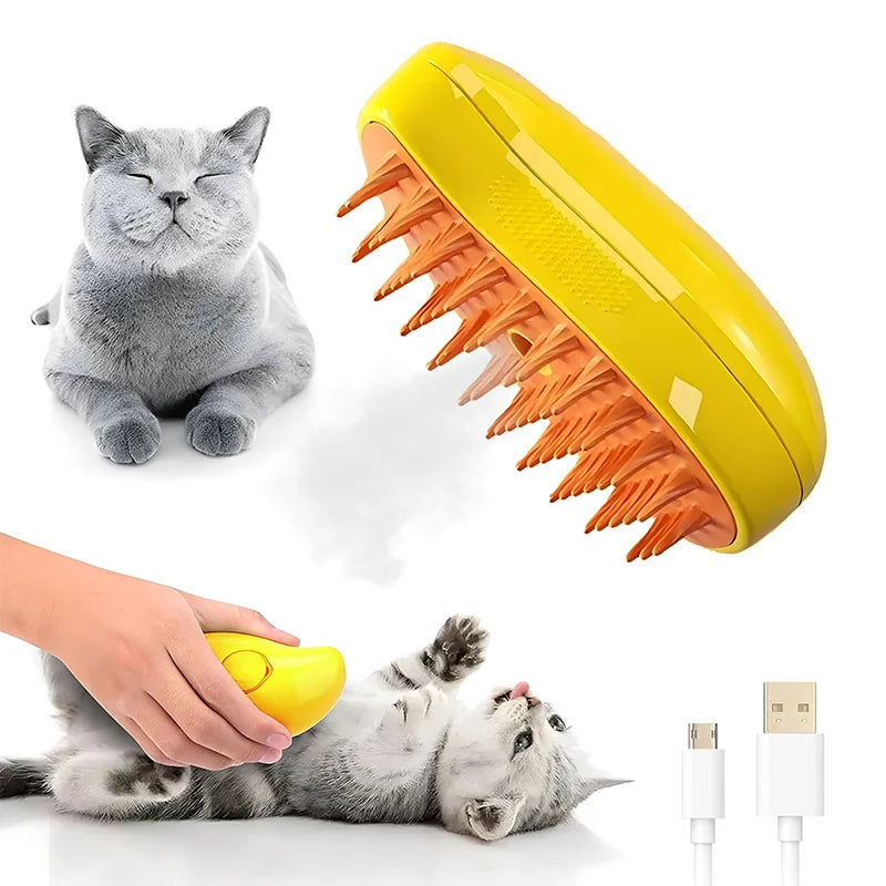 PurrfectSteam™ 3-in-1 Pet Grooming Brush: Steam, Massage & Detangle