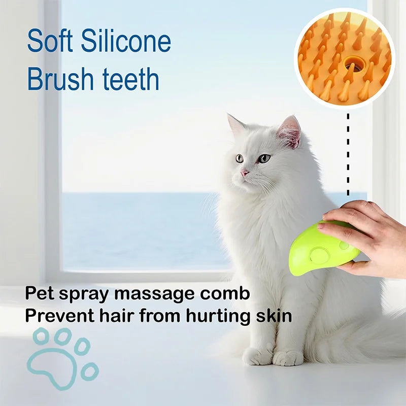 PurrfectSteam™ 3-in-1 Pet Grooming Brush: Steam, Massage & Detangle